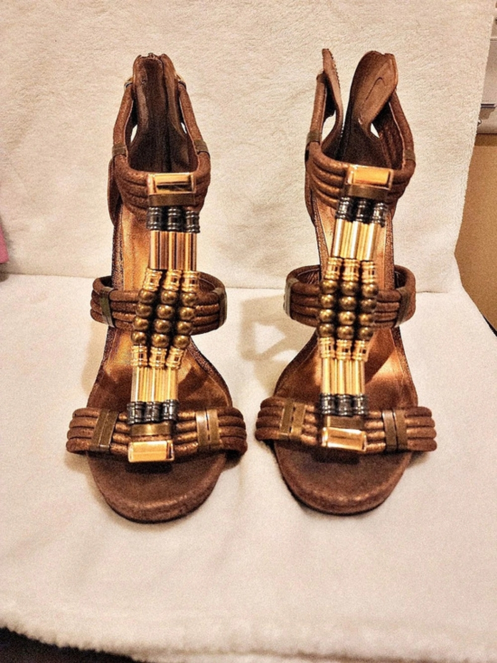 Tory Burch Beaded Heeled Sandal Brown US 9 M